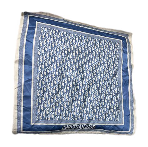 CHRISTIAN DIOR Oblique Diortwin 90 Square Scarf (Blue).